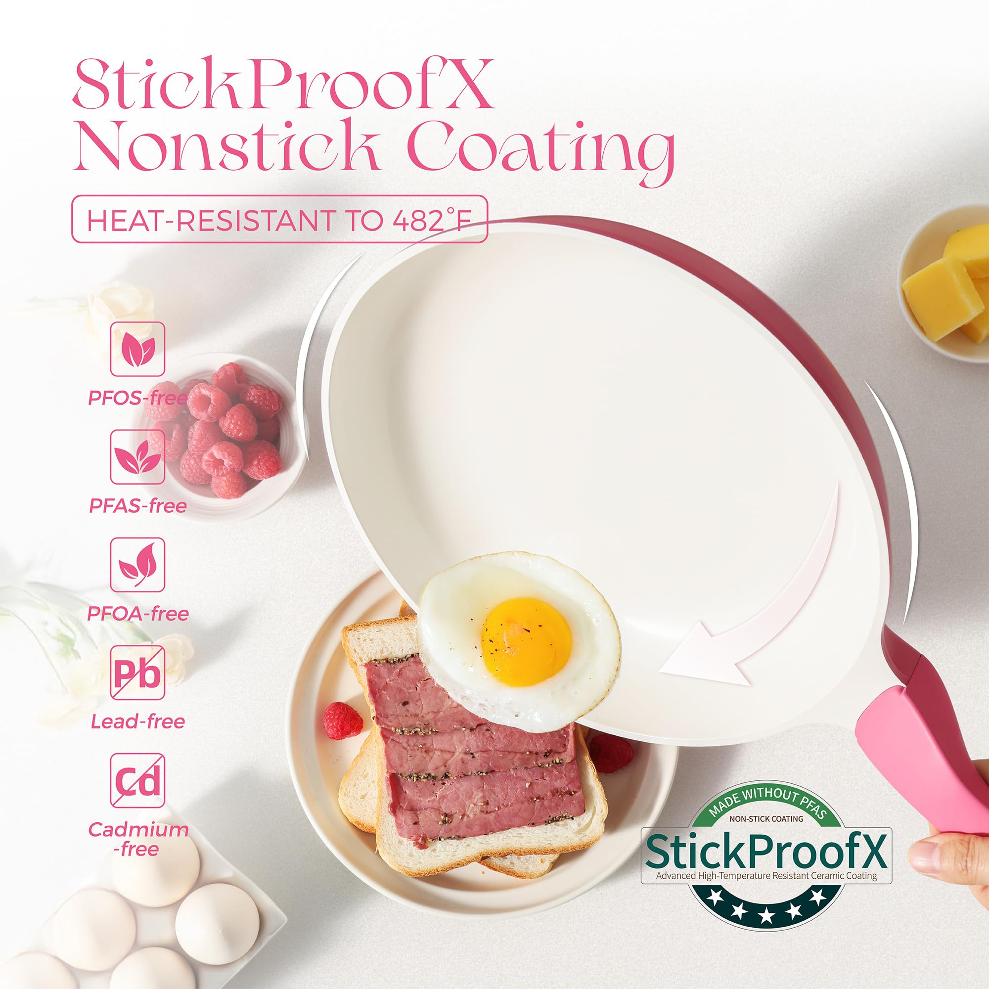 PRICUSIS Nonstick Frying Pan, 8/10/12 Inch Skillet with Stay Cool Handle, Fully Coated, Induction Compatible, 100% Dishwasher Safe, PFOA Free（10 Inch, Black Sesame）