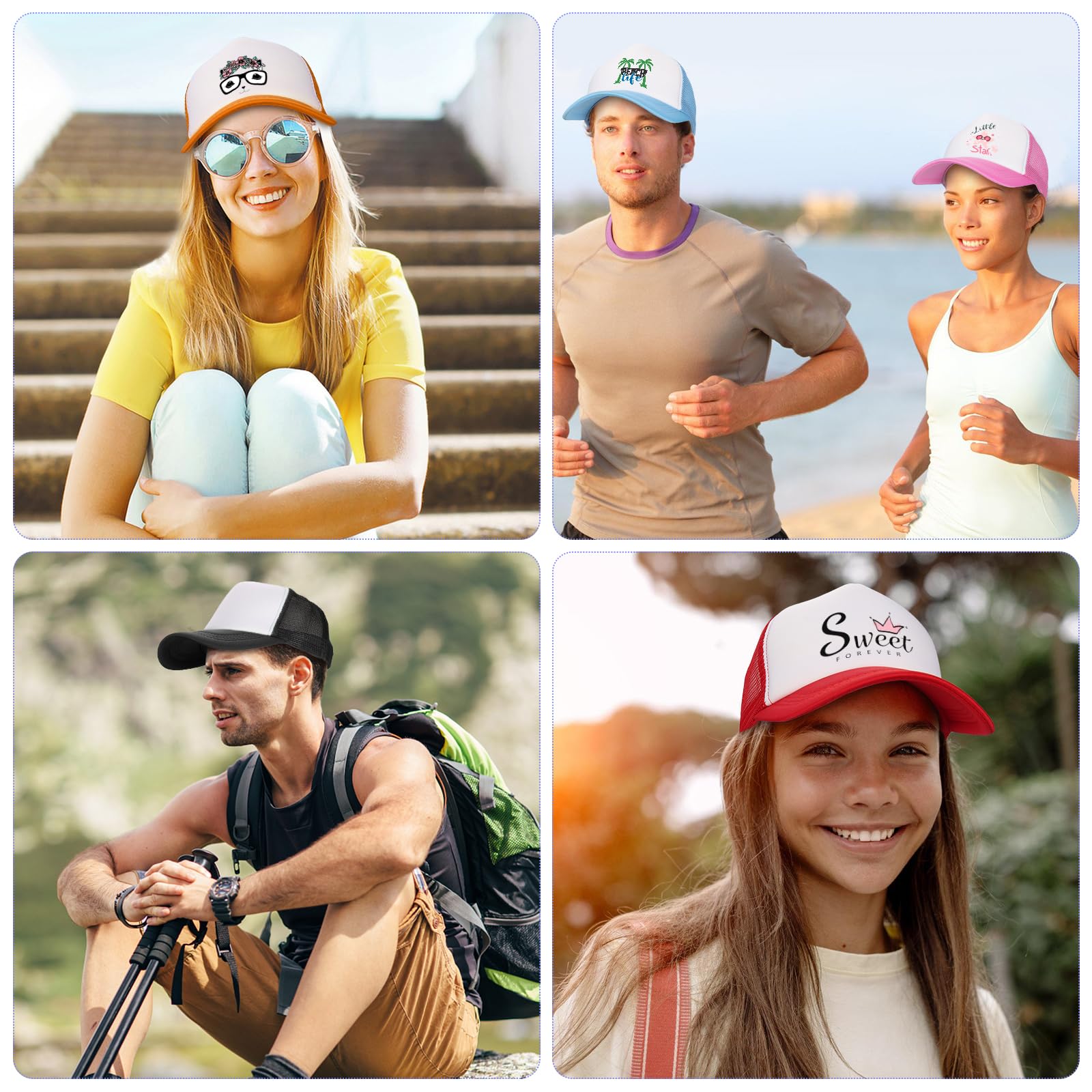 Ultrafun 10 Pack Trucker Hat Mesh Sublimation Blank Hats Adjustable Baseball Caps Hats for Men Women
