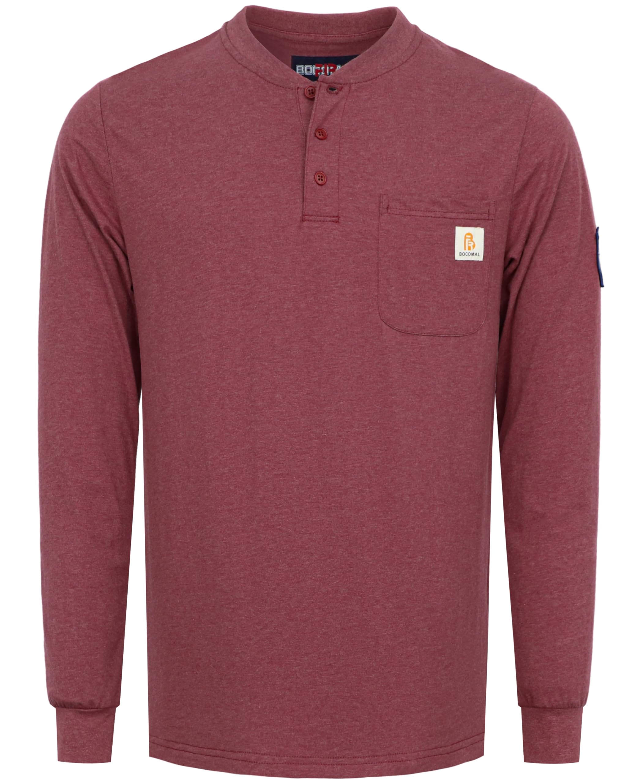 BOCOMAL FR Shirts Flame Resistant Shirt 5.5oz 100% Cotton Light Weight CAT2 Fire Retardant Henley Shirts