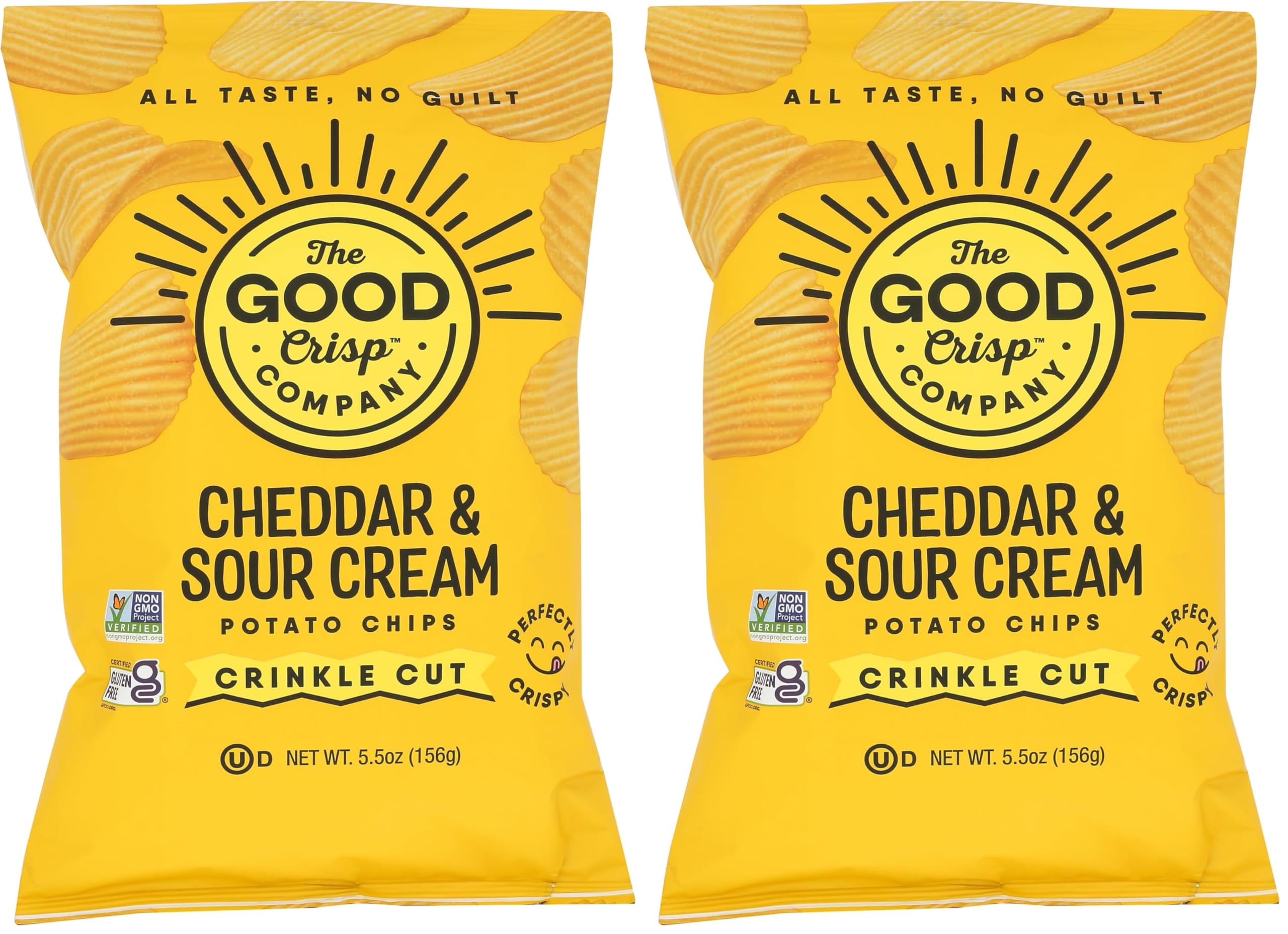 The Good Crisp Company, Chips Potato Crinkle Cut Sour Cream Cheddar, 5.5 Ounce