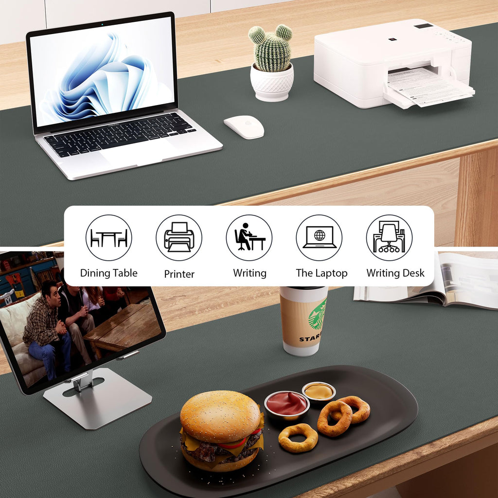Aothia Leather Desk Pad Protector - Large Mouse Pad, Office Mat, Non-Slip PU Leather Blotter, Laptop Desk Pad, Waterproof Writing Pad for Office and Home (Beige, 38" x 13.7")