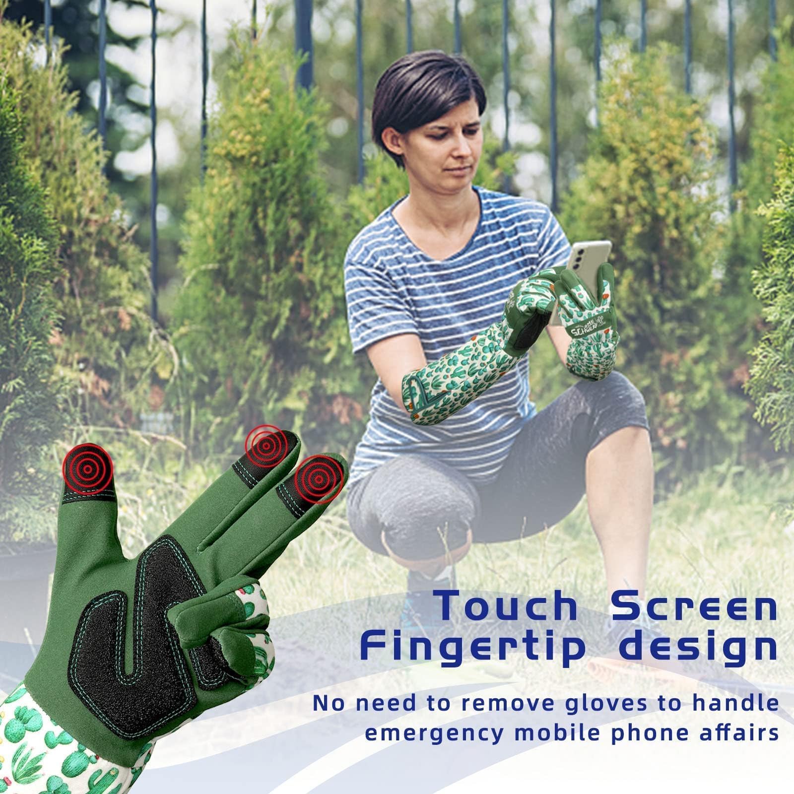 Schwer Gardening Gloves for Women, Rose Pruning Gloves with Reinforced Fingertips & Palm, Touchscreen, Breathable Long Garden Glove for Yard, Gardening Essentials & Supplies, Gifts for Gardener, S