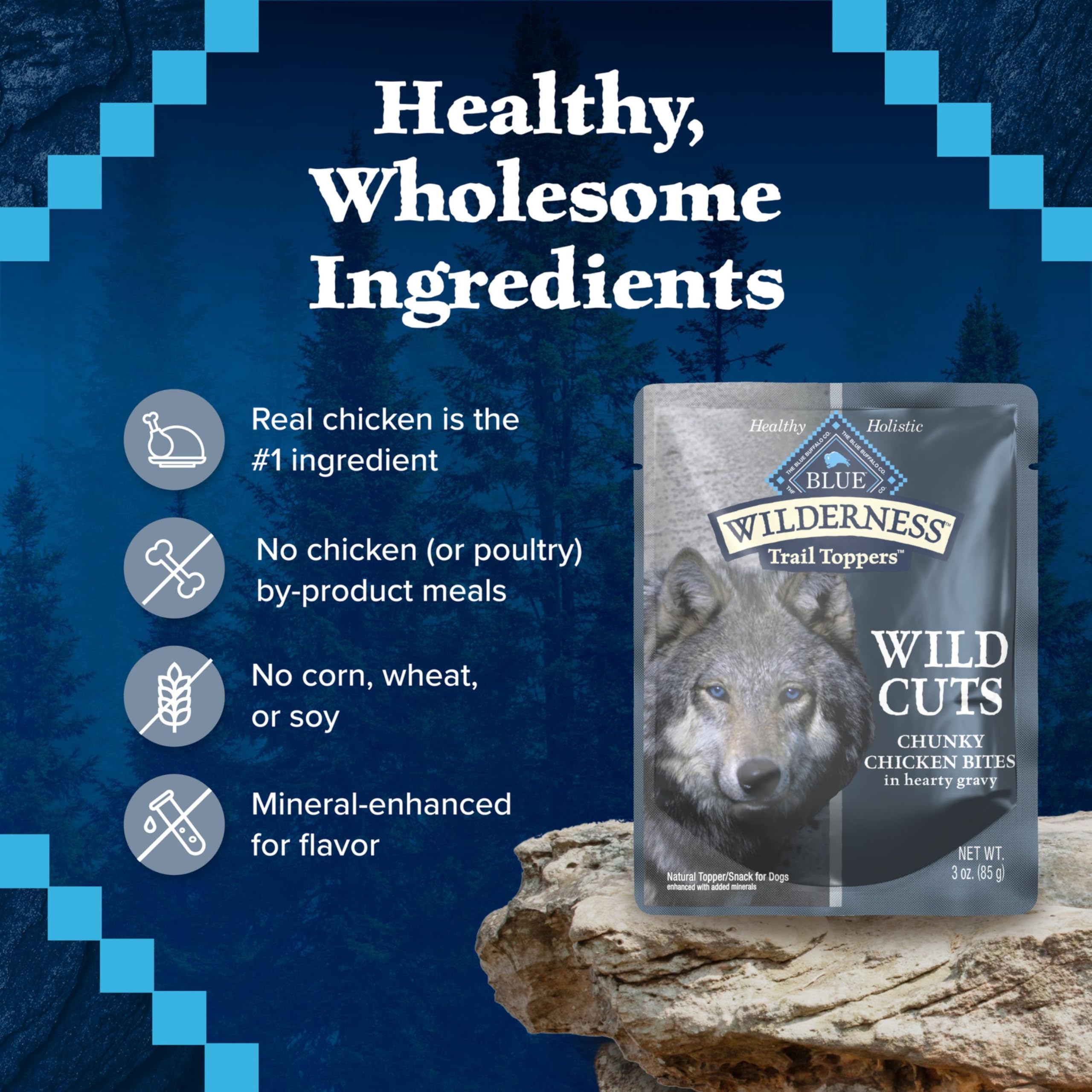 Blue Buffalo Wilderness Wild Cuts Trail Toppers Chunky Bites In Hearty Gravy - Beef - 3 Oz