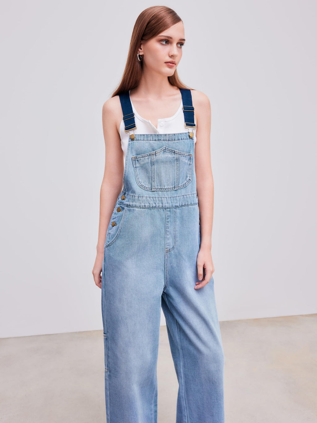 CIDER Overalls for Women Leopard Pocket Buckle Up Wide Leg Jumpsuit