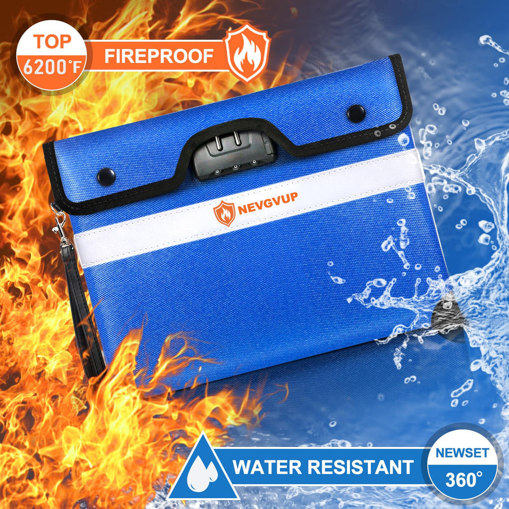 Fireproof Money Bag 4200°F - Heat Insulated, 9.8 x 6.5" Small Fireproof Document Bags with Waterproof Zipper, Fire proof Bag with Reflective Strip and Fireproofs Edeging, Fire Pouch Set for Valuables