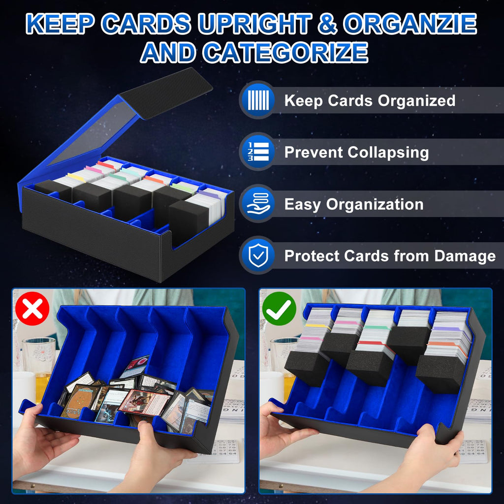 AOBOPLE Trading Card Storage Box,3200+ Card Box Storage with 24 Dividers and 4 Foam Supporters PU Leather Magnetic Cards Deck Case for MTG TCG Magic and Sport Cards,Great Gift for Card Collectors