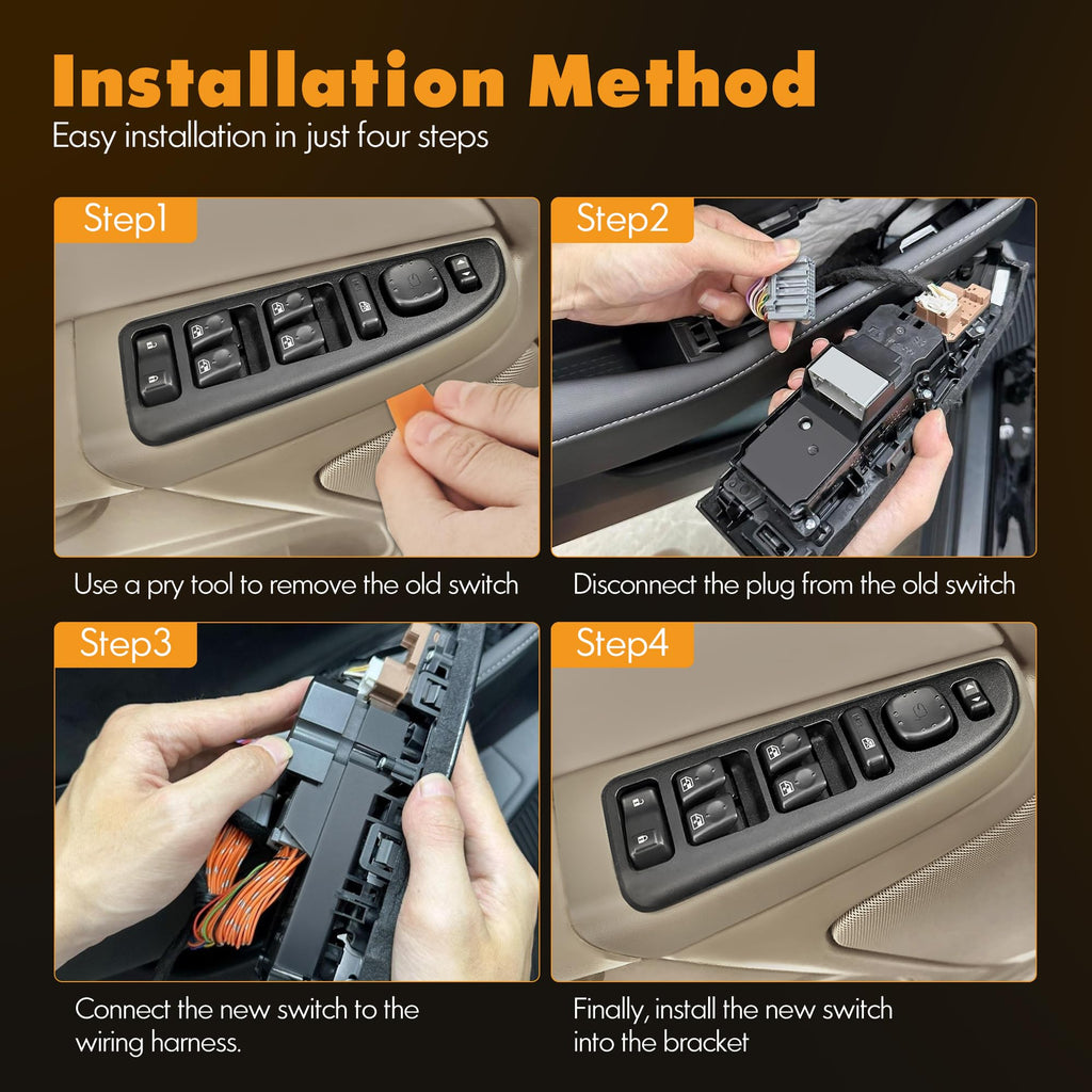 ASOPARTS 15883318 Front Driver Side Door Lock and Power Window Switch & Tan Bezel Assembly Fit for 2003-2007 Chevy Silverado, 2003-2007 GMC Sierra, 920-023 Replaces DWS-226