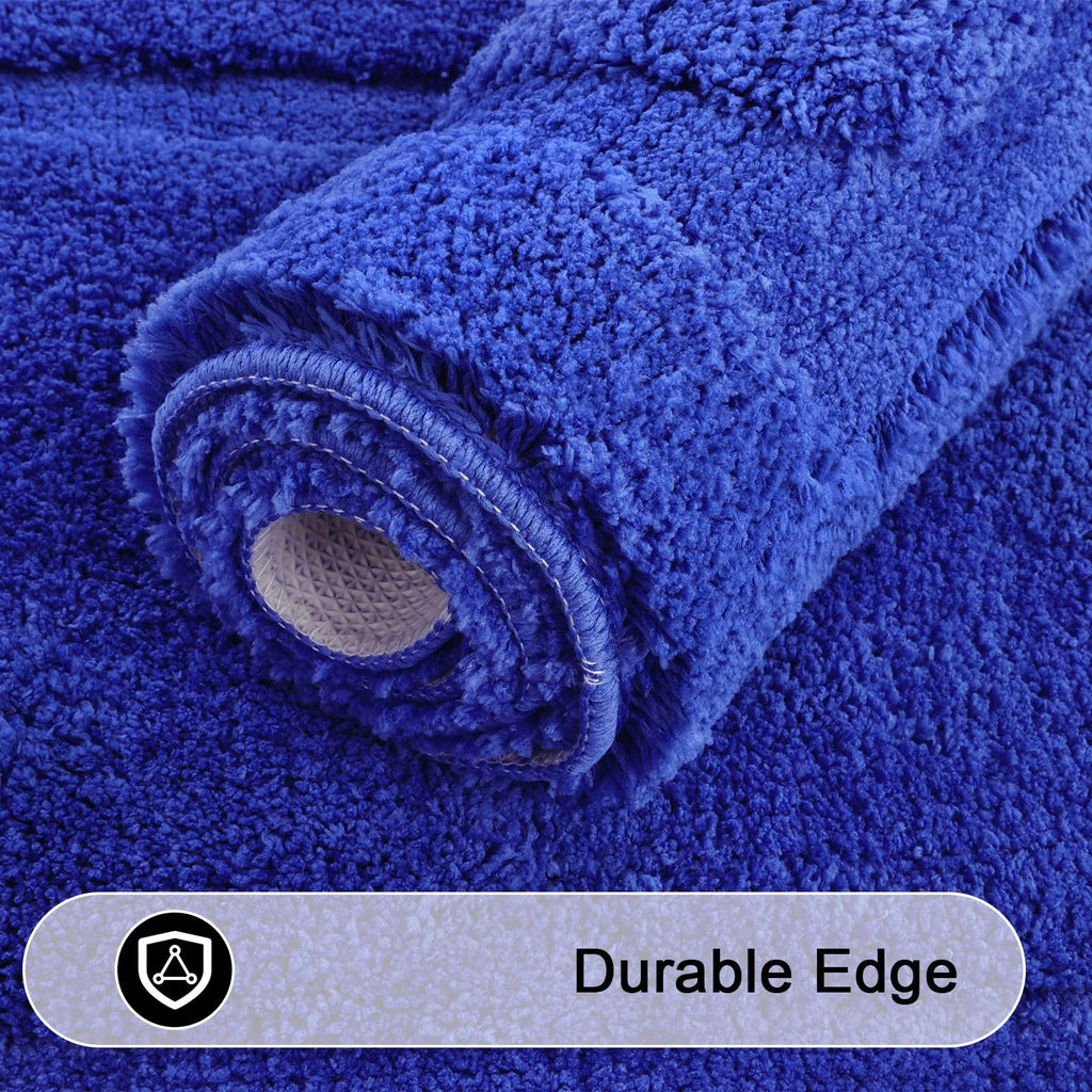 SHACOS Black Bathroom Rugs Sets 3 Piece, 16"x24" + 20"x32" Non Slip Bath Mat and 20"x24" Toilet Rugs U Shaped Washable, Soft Fluffy Water Absorbent Bath Rugs for Bathroom