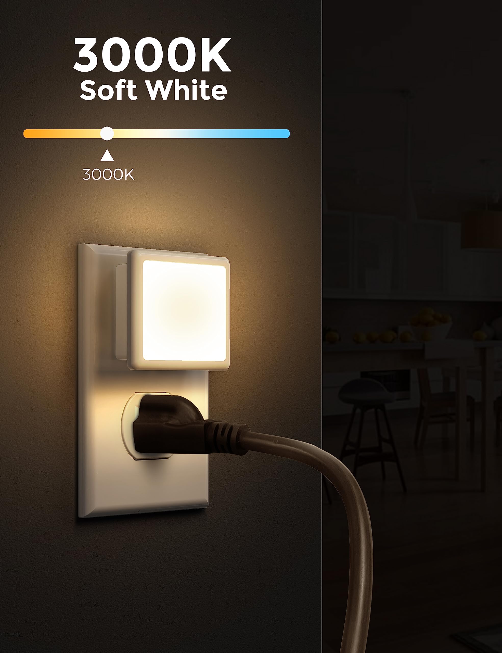 L LOHAS LED Night Light,Night Lights Plug into Wall, [6-Pack] Plug in Night Light, Dusk-to-Dawn Sensor, 3000K Soft White 0.3W Bright Nightlight Auto-On/Off for Adults Kids Bedroom Bathroom Hallway