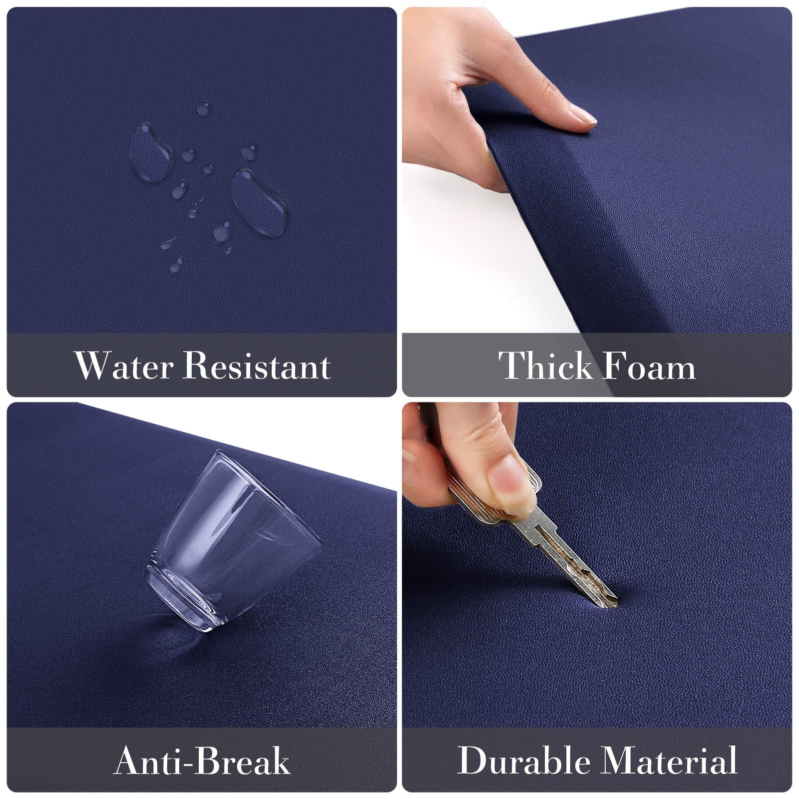 HappyTrends 2 PCS Kitchen Mat Cushioned Anti-Fatigue Floor Mat, Heavy Duty Ergonomic Comfort Foam Standing Mat, Waterproof Non-Slip Kitchen Rugs for Home, Office, Laundry,Black