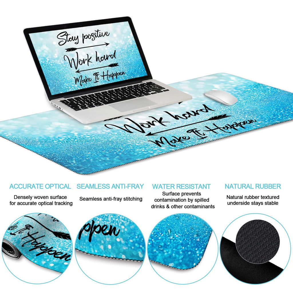 Black Striped Ergonomic Large Desk Mat Set with Wrist Rest
