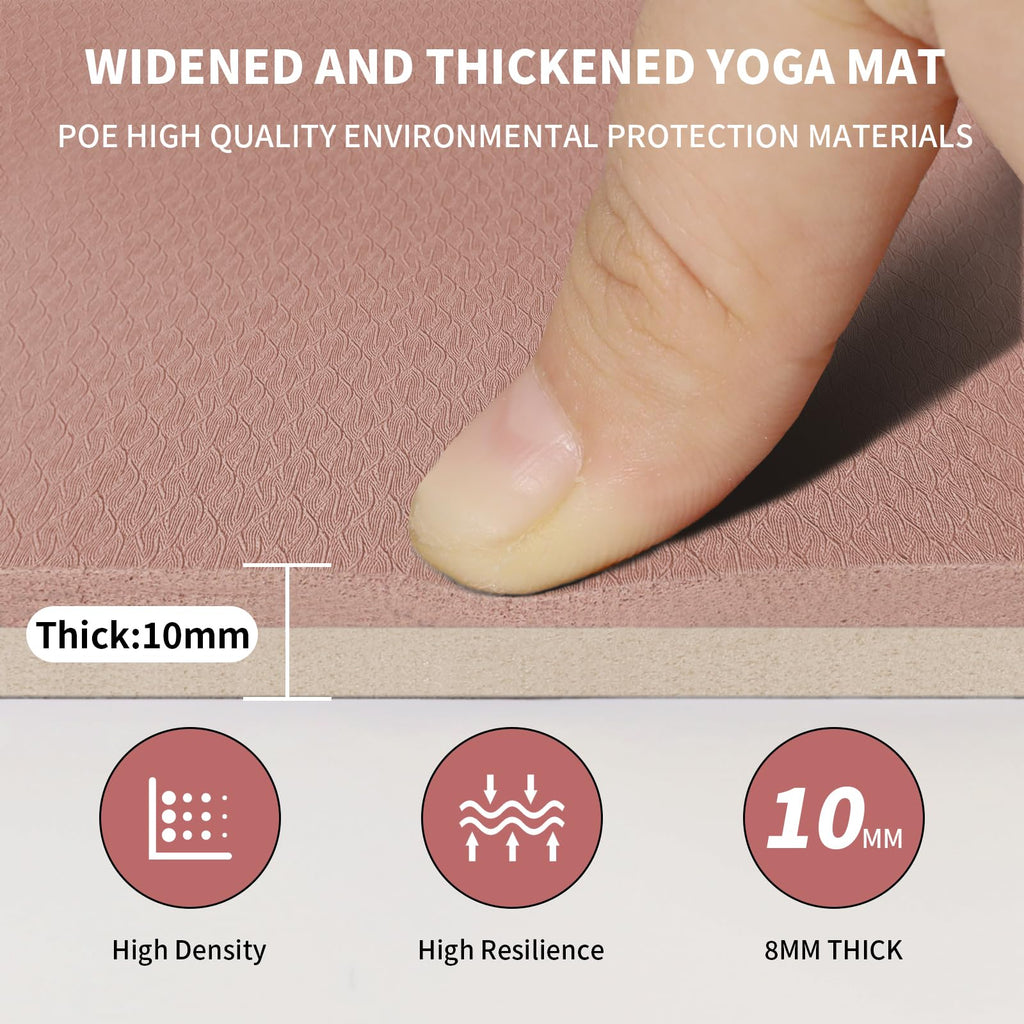 Large Yoga Mat (6'x 4')-POE 0.28''/0.32''/0.4'' Thick Fitness Mat, Eco-Friendly Exercise Mat for Home Workouts, Ideal for Yoga and Pilates