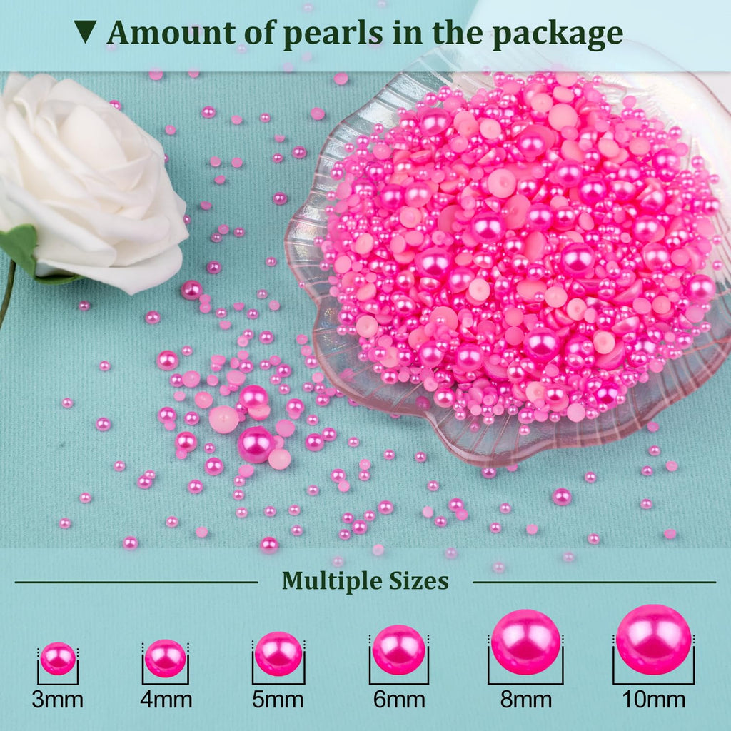 BELLEBOOST 5600pcs ABS Round Flat Back Beige Pearls Kit with Pickup Tools for Nail Art, Face, Body Decorations