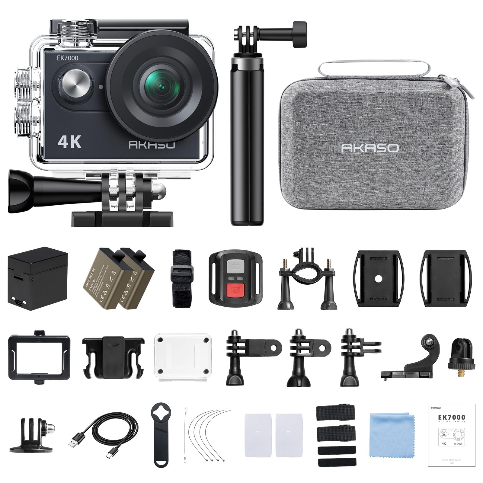 AKASO EK7000 4K30FPS 20MP WiFi Action Camera with EIS Ultra HD 131FT Waterproof Underwater Camera Remote Control 4X Zoom Support External Microphone Black