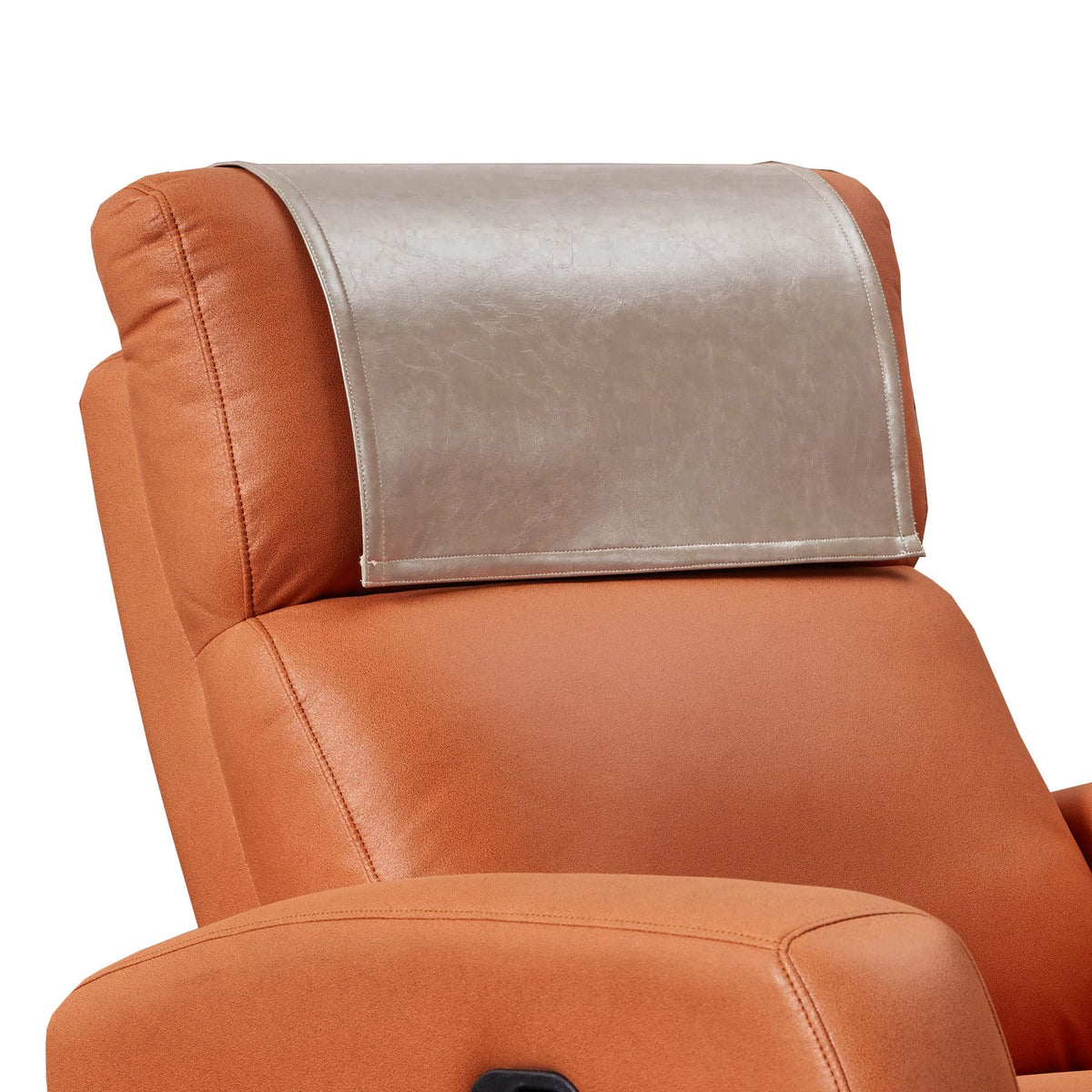 Non Slip Recliner Headrest Protector Washable Faux Leather Headrest Covers for Recliner Chair Waterproof Couch Head Rest Covers for Sofa,Furniture,Office Chair,Theater Seat (Beige)