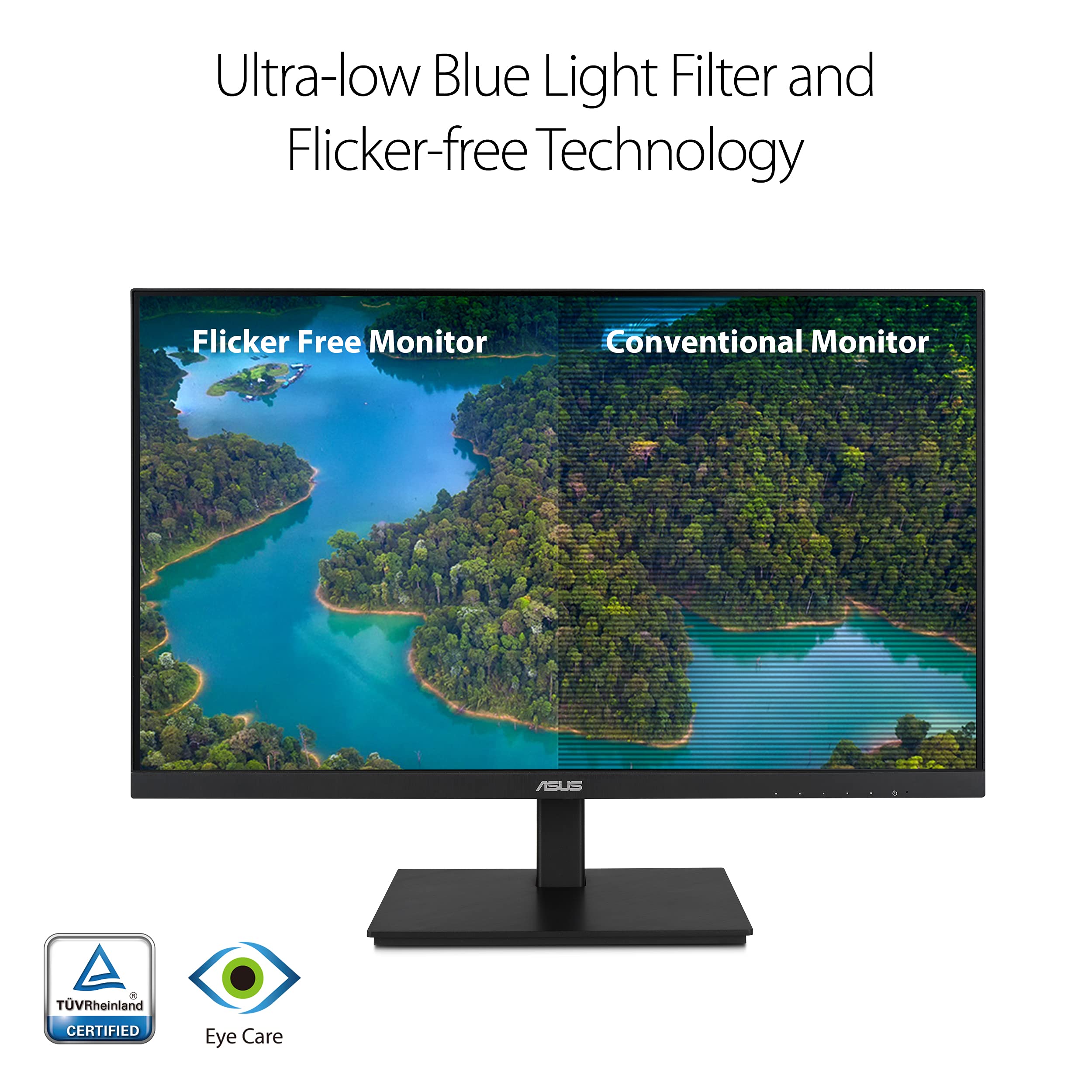 ASUS 22” Eye Care Monitor (VP229QF) – 100Hz, IPS, Full HD, 99% sRGB, Frameless, Adaptive-Sync, DisplayPort, HDMI, Low Blue Light, Flicker Free, Wall Mountable, 3 yr Warranty