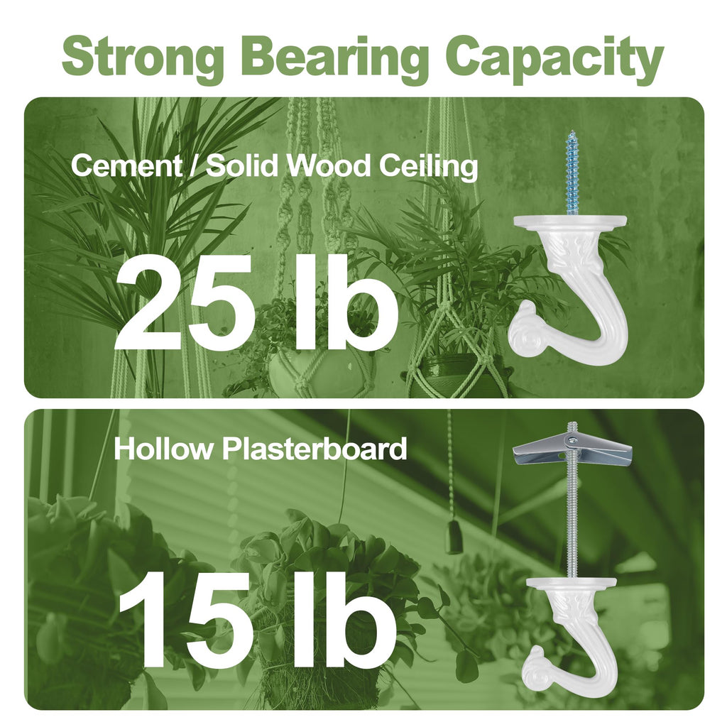 Aidoclip Ceiling Swag Hook Sets - Heavy Duty Hooks with Mounting Hardware for Hanging Plant, Ceiling or Extender Chains - Easy Install with Screws/Brackets (10 pcs - Black)