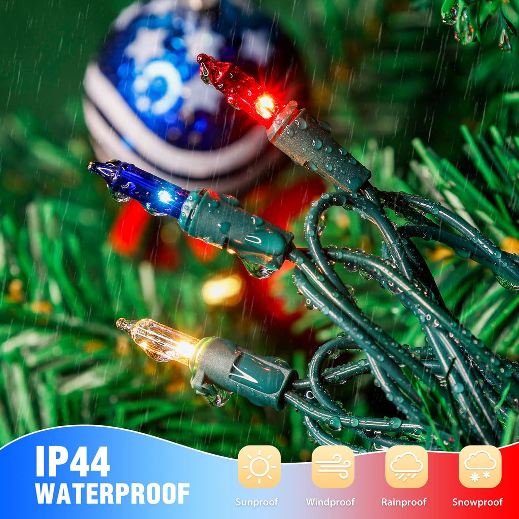 Christmas Lights Indoor Outdoor, 2PACK 13FT 50-count Lights Incandescent Mini valentine's day String Light, 120V Certified Green Wire Light for Xmas Tree, Patio, Holiday, Party, Home, Garden Decor,Red