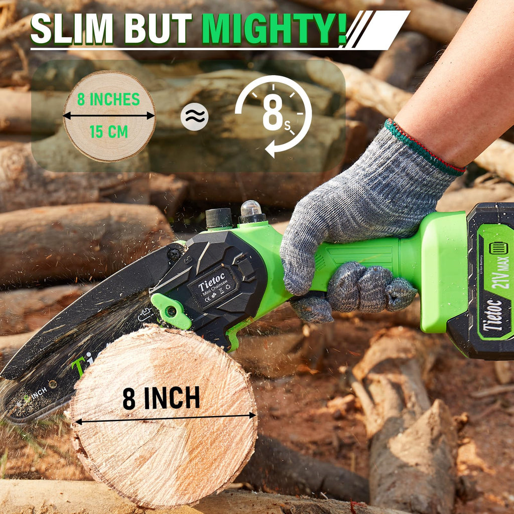 Tietoc Chainsaw 6 Inch Mini Electric Chainsaw Cordless Battery Powered, Hand Held Saw for Wood/Trees Trimming, Tools for Household and Garden, Chain Saw Gift for Men Dad Husband Fathers Gardener 2026