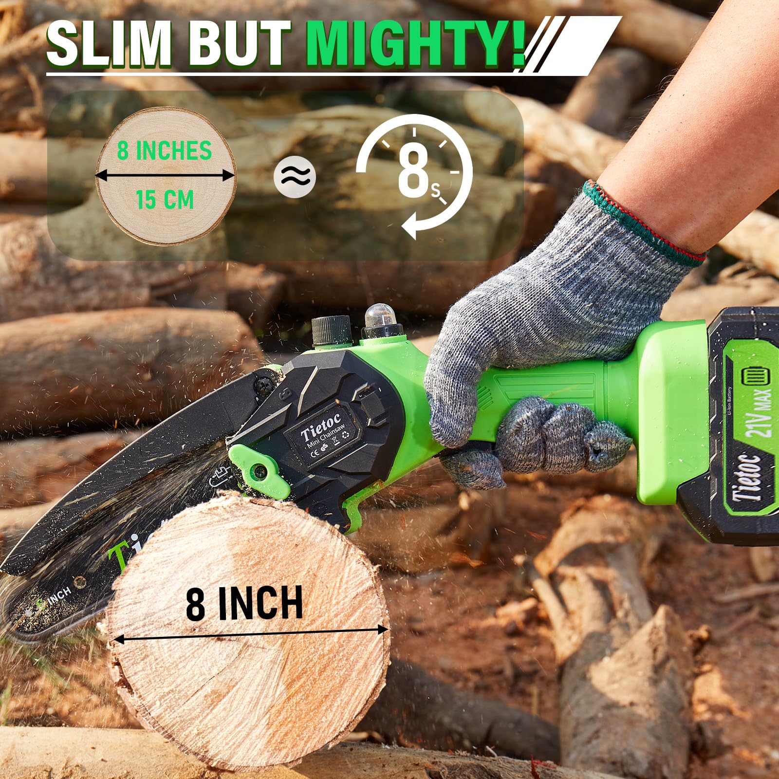 Tietoc Chainsaw 6 Inch Mini Electric Chainsaw Cordless Battery Powered, Hand Held Saw for Wood/Trees Trimming, Tools for Household and Garden, Chain Saw Gift for Men Dad Husband Fathers Gardener 2026