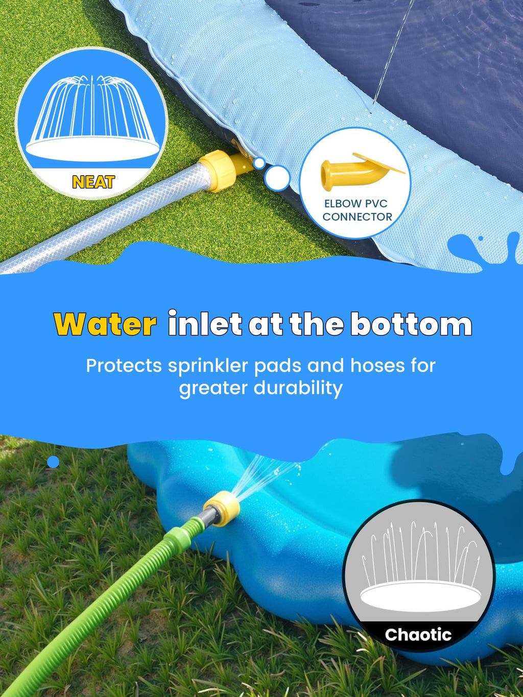 VISTOP 67" Non-Slip Splash Pad for Kids and Dogs, Thickened Sprinkler Pool for Toddlers, Outdoor Backyard Water Toys, Fun Fountain Play Mat for Babies, Children & Pets Blue
