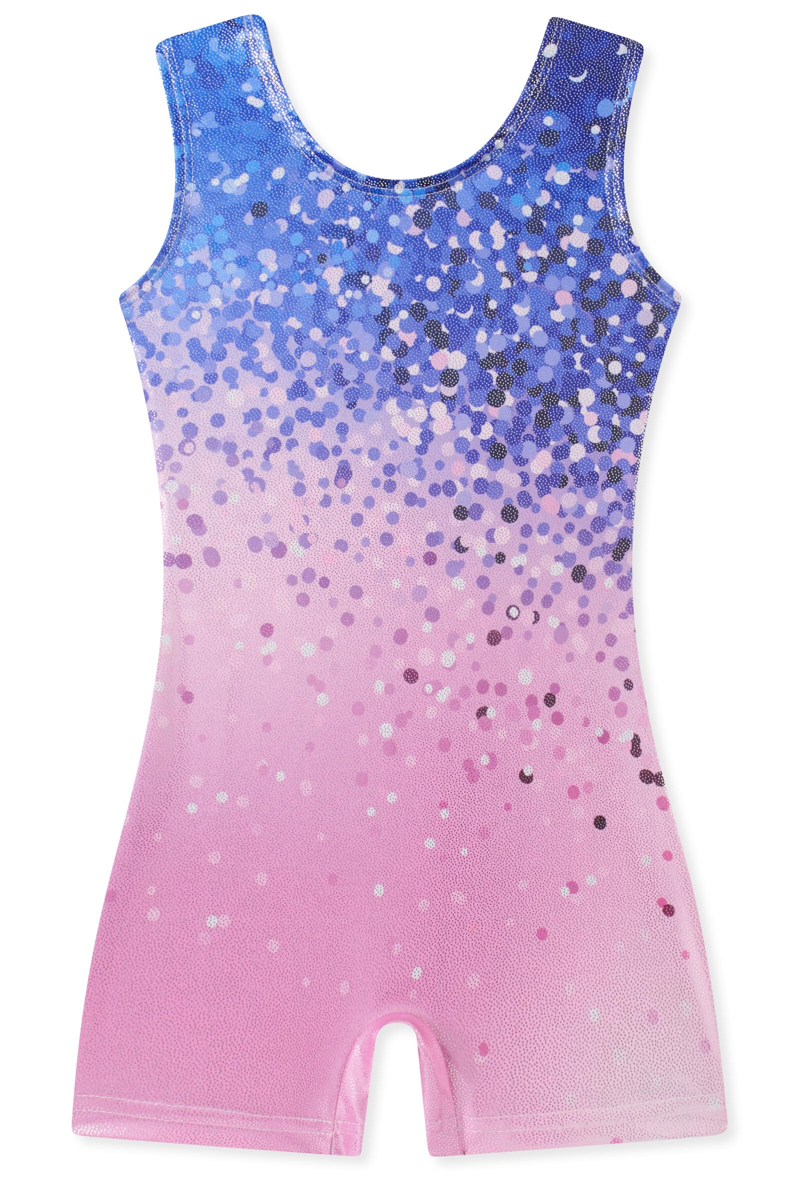 Funnycokid Gymnastics Leotards for Girls with Shorts Sparkly Kids Biketards Dance Unitard 3-10 Years