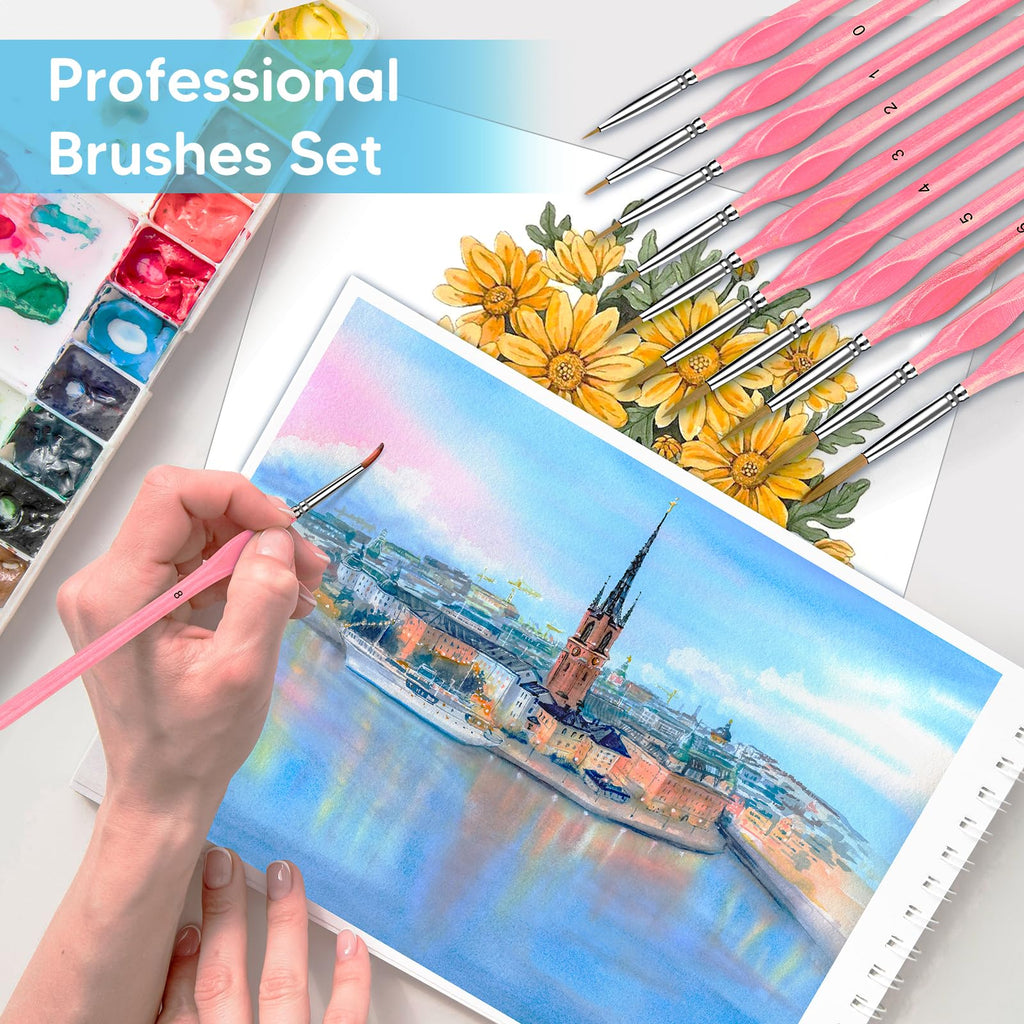 5PC Miniature Paint Brush for Fine Detailing, Detail Paint Brushes, Small Painting Brushes for Art, Crafts, Acrylic, Watercolor, Model, Face, Paint by Number, Figurine(Black)