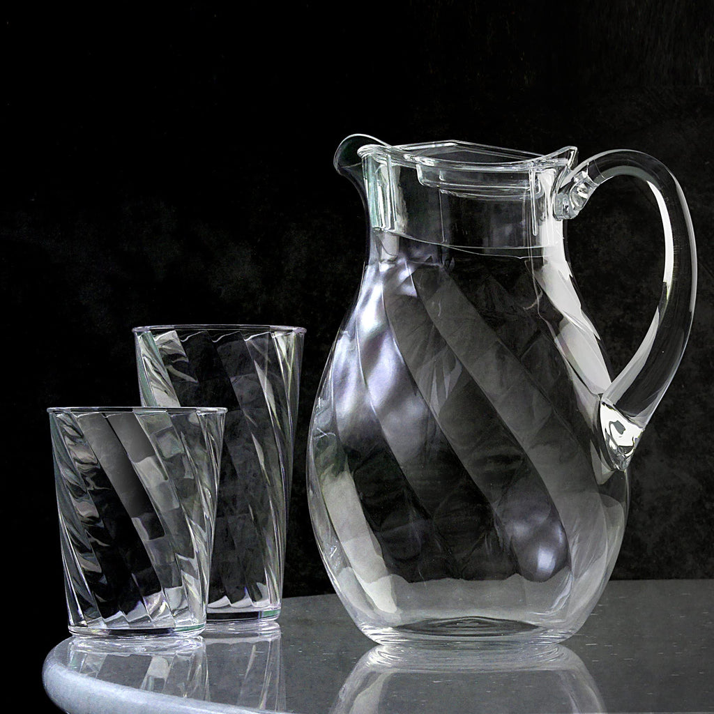 Amazing Abby - Bubbly Whirly - Plastic Pitcher (64 oz, 2 Quart), Clear Water Pitcher with Lid, Fridge Jug, BPA-Free, Shatter-Proof, Great for Iced Tea, Sangria, Lemonade, Juice, Milk, and More