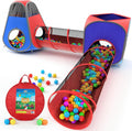 Playz 4pc Pop Up Play Tent and Tunnel Bundle for Toddlers and Kids - Indoor & Outdoor Playhouse with Storage Bag, Red & Blue