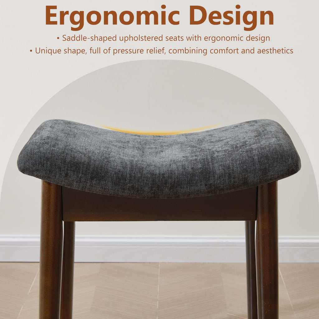 Royal Windsor Vanity Stool with Saddle Cushion, 18 Inch Makeup Vanity Chair for Living Room, Modern Foot Stool Ottoman Piano Bench,Small Upholstered Bench for Bedroom, Beige