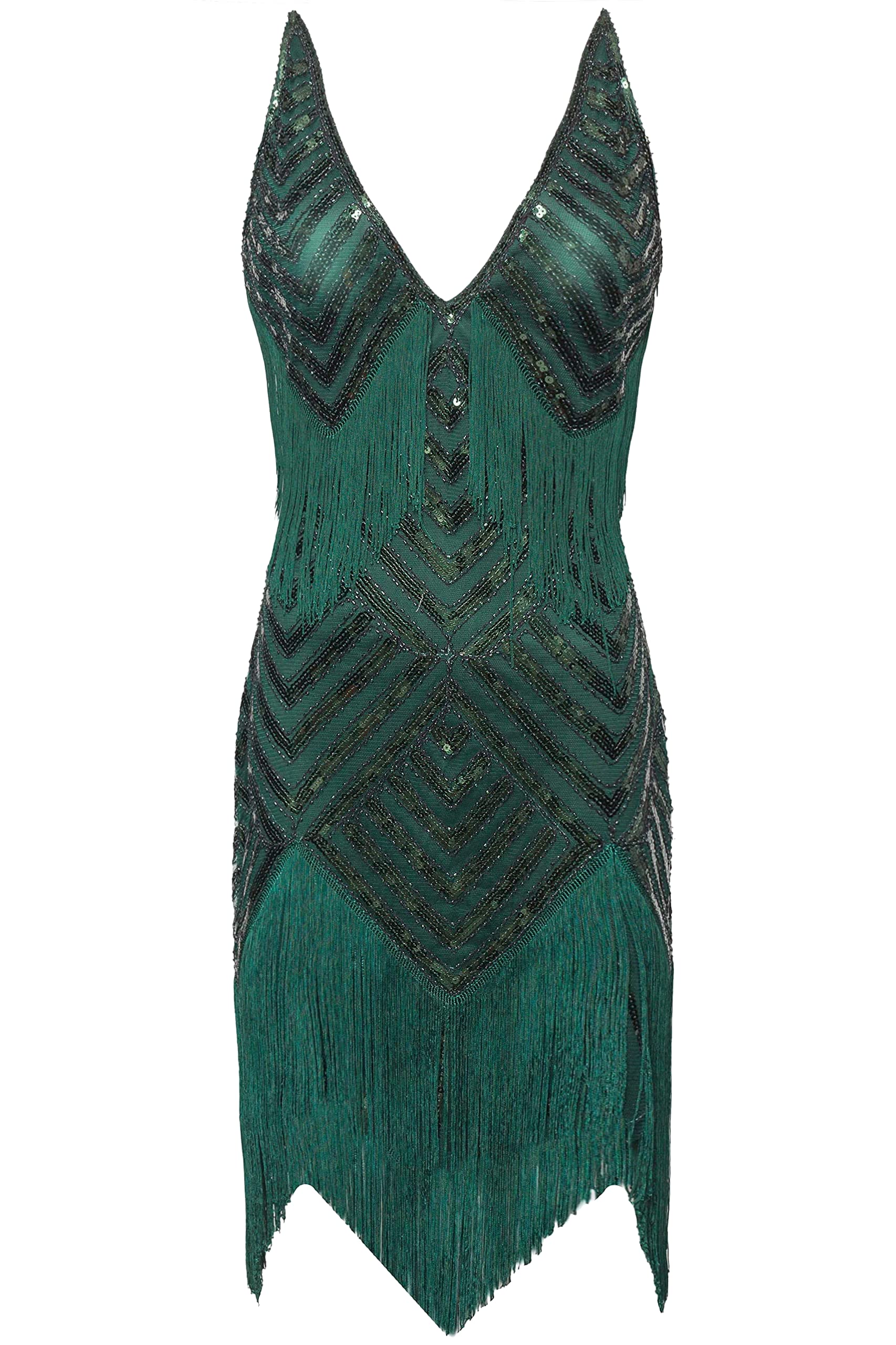 BABEYOND Women's 1920s Flapper Dress V Neck Slip Dress Roaring 20s Great Gatsby Dress for Party
