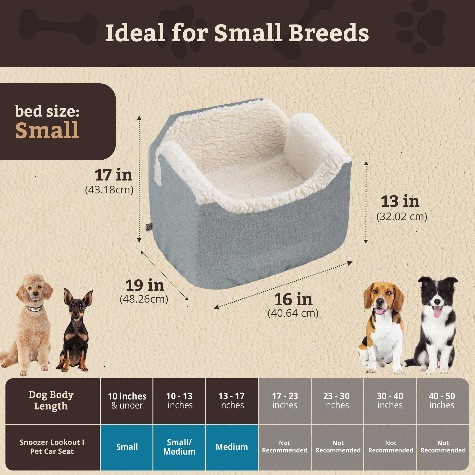 SNOOZER PET Products Lookout 1 Dog CAR SEAT, Birch Diamond, Small