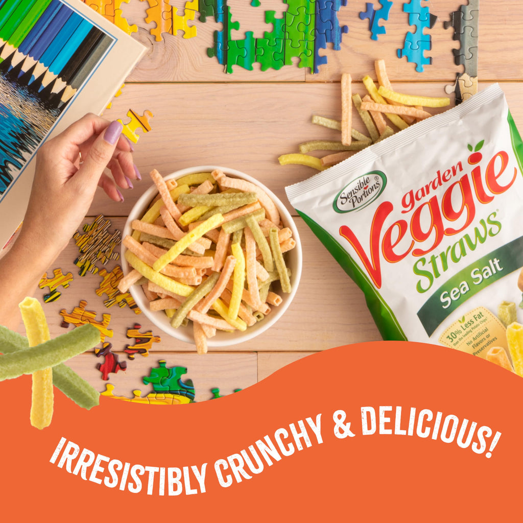 Sensible Portions Garden Veggie Snacks - Veggie Straws, Snack Size Variety Pack, Sea Salt & Zesty Ranch, 1 Oz (Pack of 24)