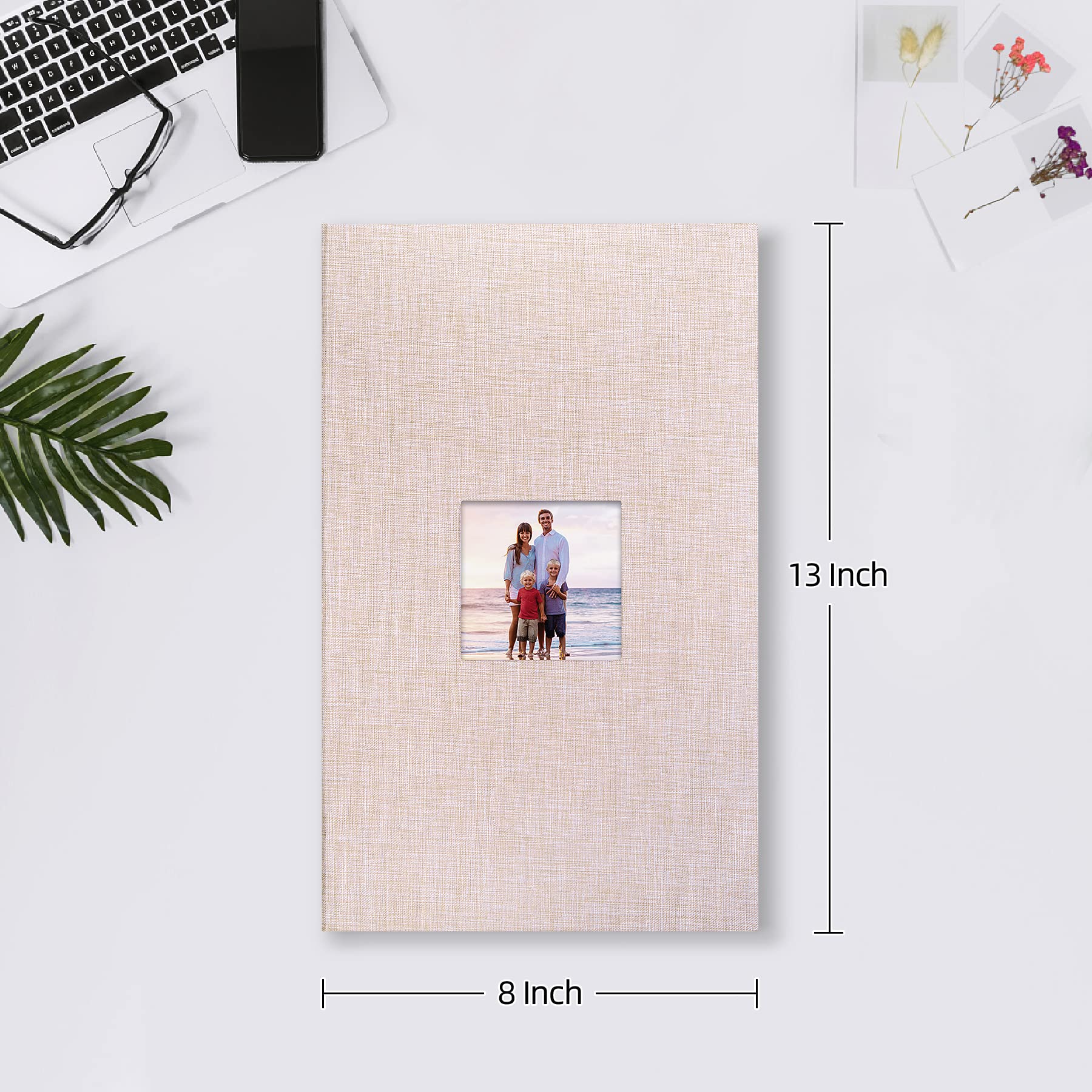 Mublalbum Small Photo Album 4x6 100 Photos Linen Cover Picture Book with Horizontal Pockets for Wedding Family Anniversary and Baby (Beige)