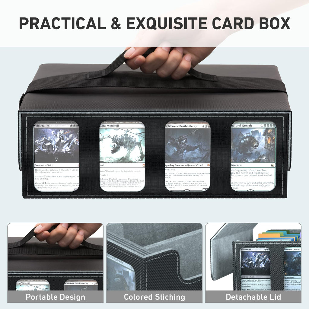3-Row Trading Card Storage Box, Bulk Cards Case for 2400+ Mtg tcg Magic Playing Game Card Organizer, Commander Deck Box with 3 Supports & 24 Dividers