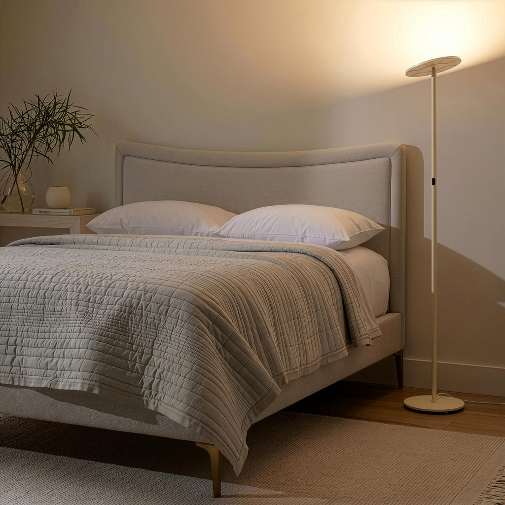 Brightech Sky LED Floor lamp, Torchiere Super Bright Floor Lamp for Living Room Decor & Office - Dimmable, Tall Standing Lamp with Warm Light for Bedroom & Reading - Bronze