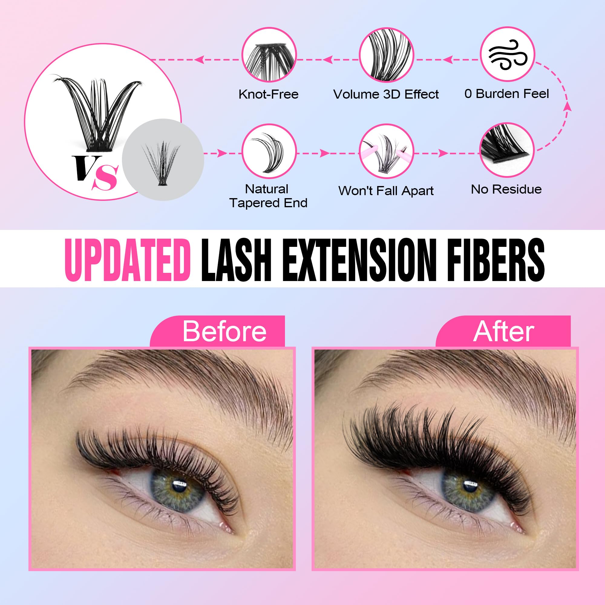 Pawotence Lash Extension Kit DIY 280pcs Individual Lash Clusters Kit 20D&30D Natural 9-15mm Cluster Eyelash Extensions Kit with Lash Bond and Seal, Tweezers for Self Use (20D&30D, 0.07D, 9-15mm, Kit)