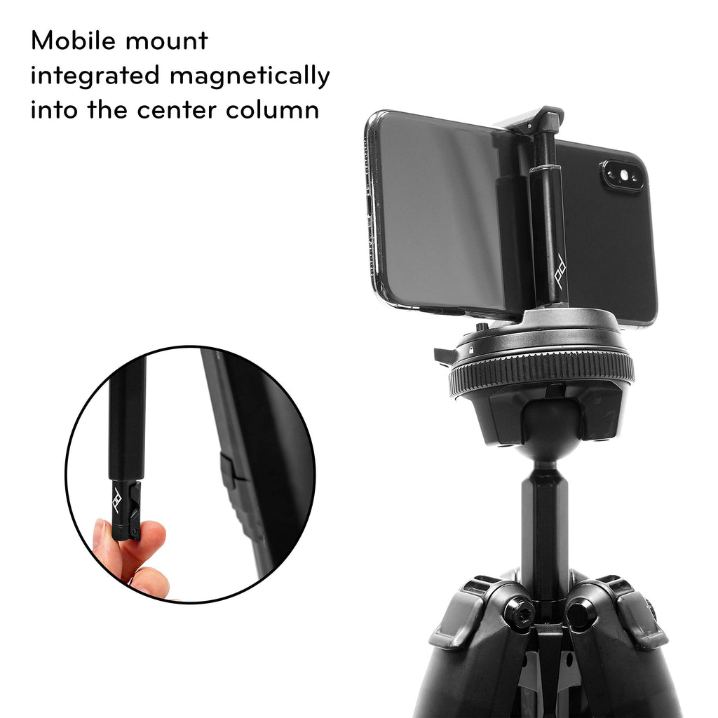 Peak Design Travel Tripod, Aluminum, Compact Design, Quick Setup and Takedown, Pro-Level Stability, Ergonomic Ball Head, Compact and Portable Travel Tripod for Camera and Phone, 20 lb Capacity