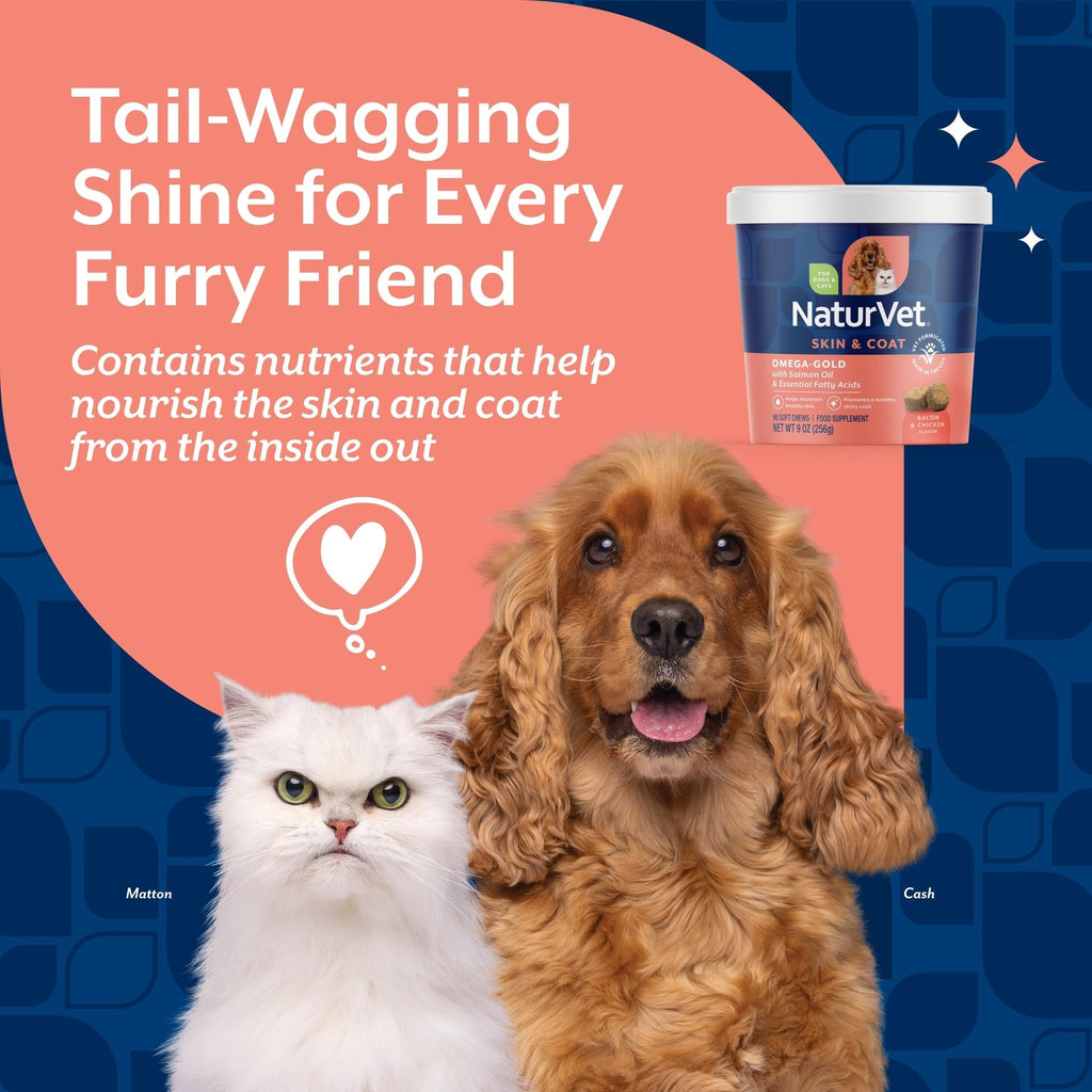 NaturVet – Salmon Oil Skin & Coat Plus Omegas – Supports Healthy Skin & Glossy Coat – Source of Omega-3 & 6 Fatty Acids – for Dogs & Cats (8.75 oz Oil)