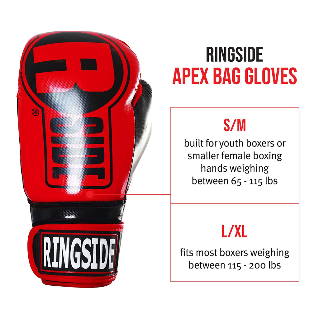 Ringside Apex Bag Gloves, IMF-Tech Boxing Gloves with Secure Wrist Support, Synthetic Boxing Gloves for Men and Women