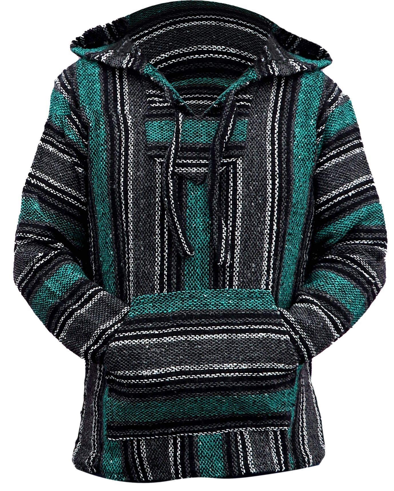 Del Mex Mexican Baja Hoodie Hippie Surf Poncho Sweater Sweatshirt Pullover Jerga