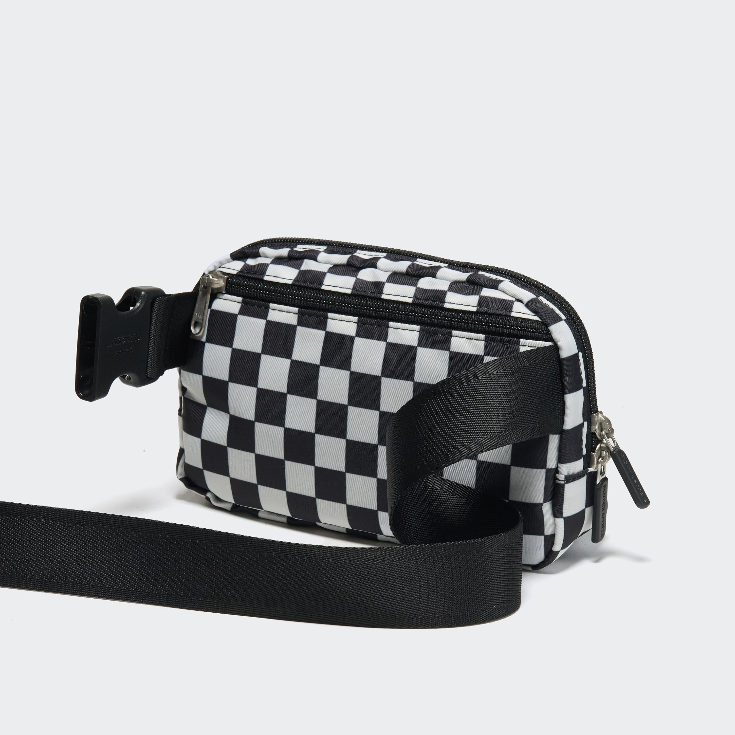 Pander Two Way Zipper Fanny Pack Nylon Everywhere Belt Bag for Women, Water Repellent Waist Packs, Crossbody Bags with Adjustable Strap (Black).