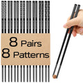 8 Pairs Metal Chopsticks Reusable Black Stainless Steel Chopsticks Set Laser Engraved Non-slip Japanese Korean Chinese Chopstick for Cooking Eating Dishwasher Safe 9.25" Chop Sticks Gift Set