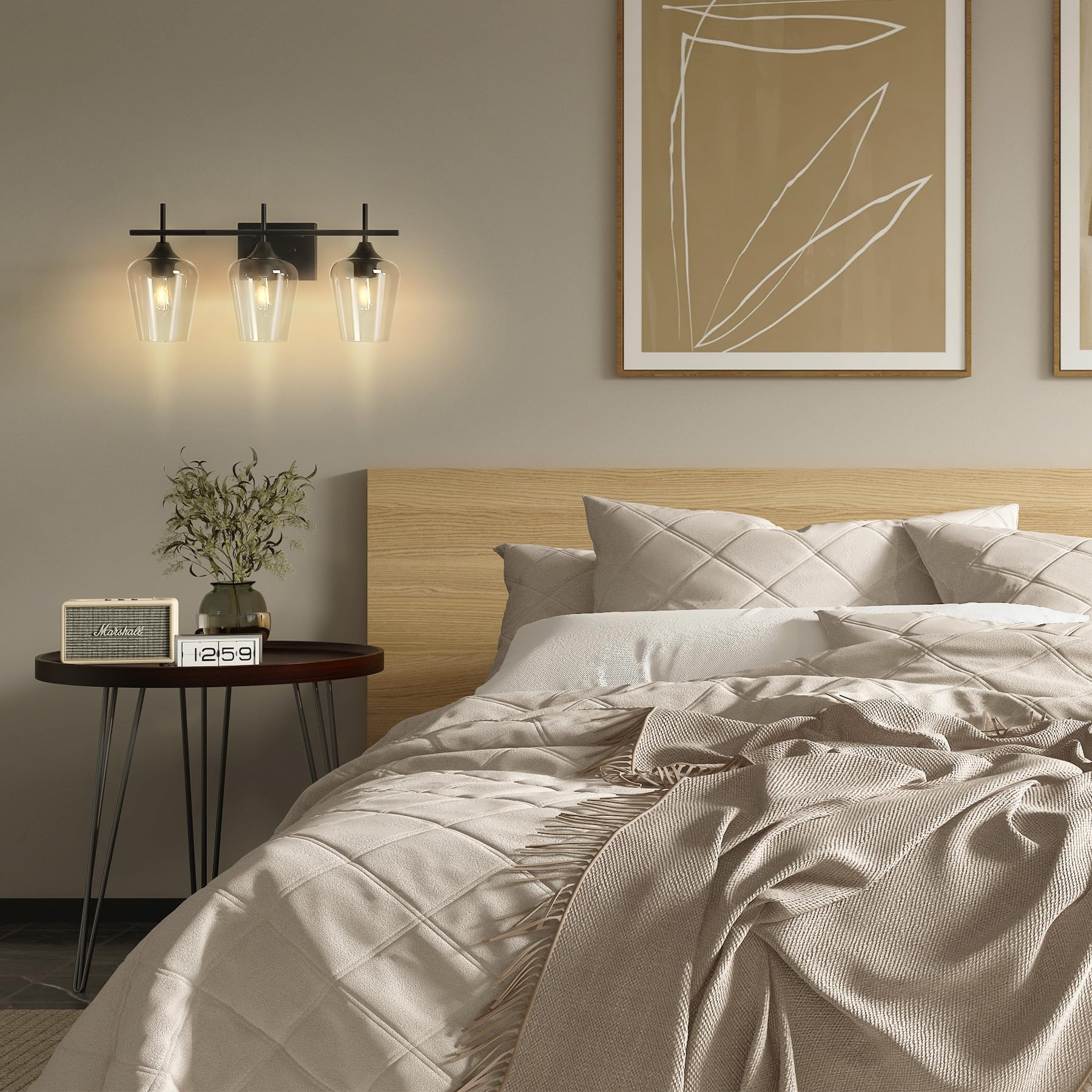 VONLUCE Bathroom Vanity Light, 2 Light Bathroom Light Fixture Over Mirror, Bathroom Wall Lamp with Clear Glass, Modern Brushed Nickel Vanity Lighting fixtures for Bathroom, Bedroom, Hallway