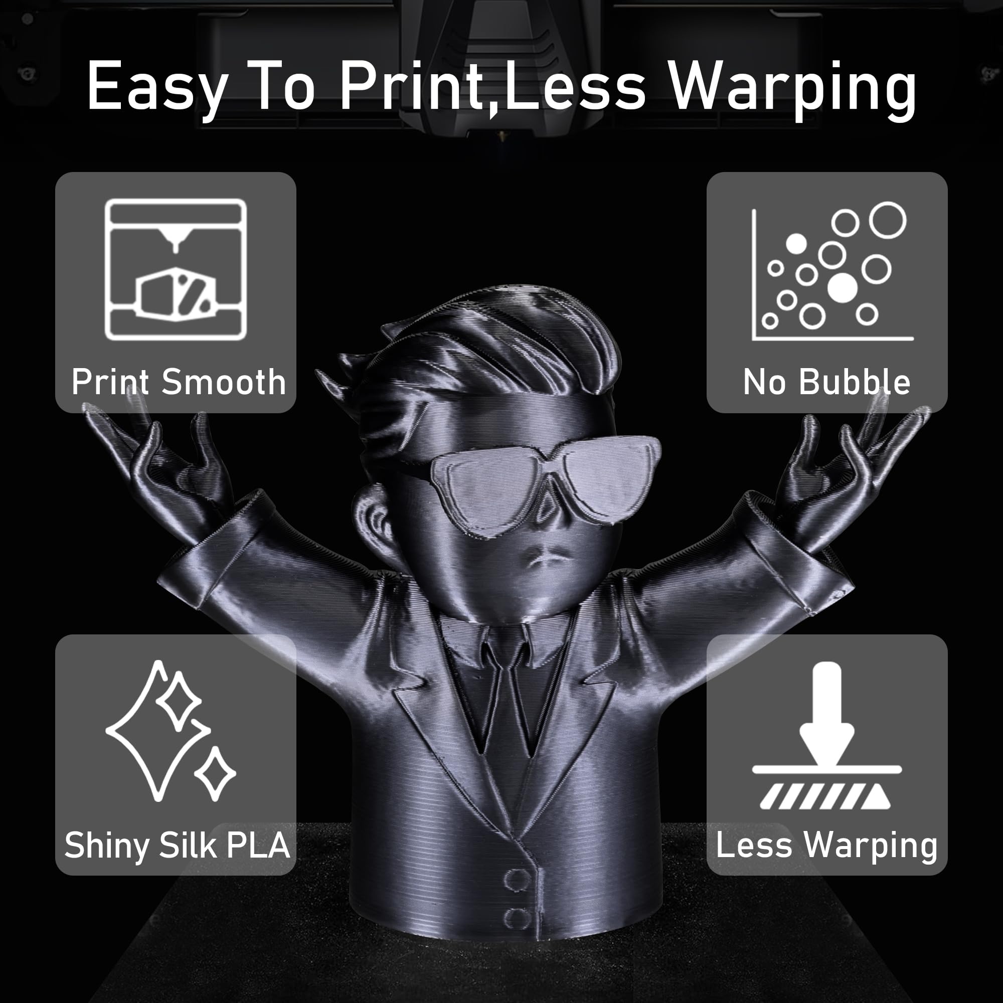 1.75mm PLA 3D Printer Filament Bundle: Glow in Dark Green/Blue/Purple/Rainbow, One Spool Clear Multi Colored, Each Spool 250g, Total 1.25Kg 3D Printing Material, 250g x 5 Spools Glow in Dark PLA
