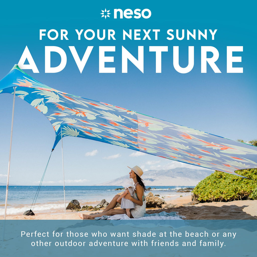 Neso Gigante Portable Beach Tent Sun Shelter - Lightweight Beach Shade Canopy - Easy Setup for Family Outings - Patented Reinforced Corners - UPF 50+ - 8ft Tall, 11 x 11ft - Save The Whales