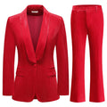 Lamgool Women Pantsuit Dressy Silver Thread Velvet 2 Piece Suit Set Blazer and Flared Pants