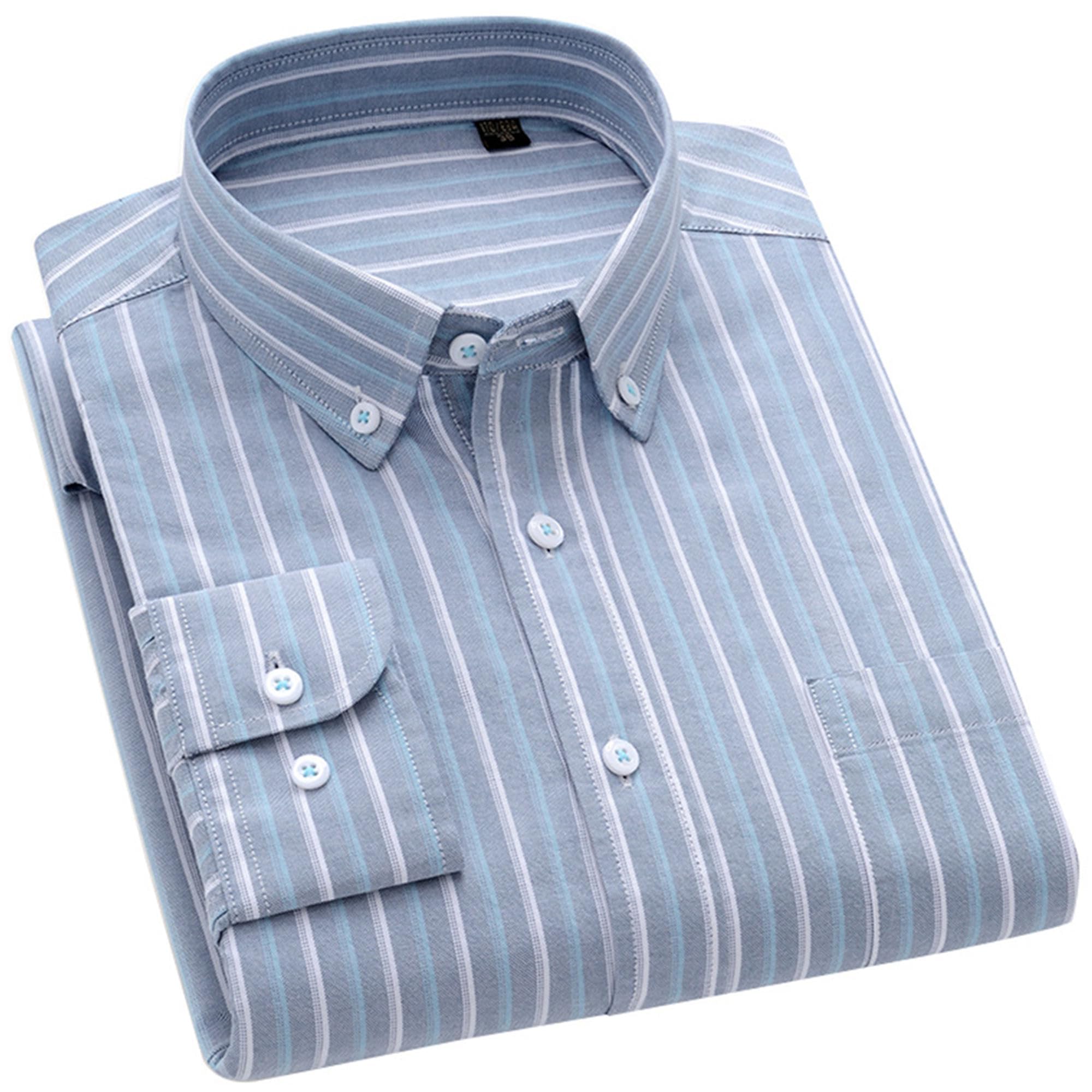 Cromoncent Mens Cotton Oxford Shirt Long Sleeve Button Down Dress Shirts with Pocket