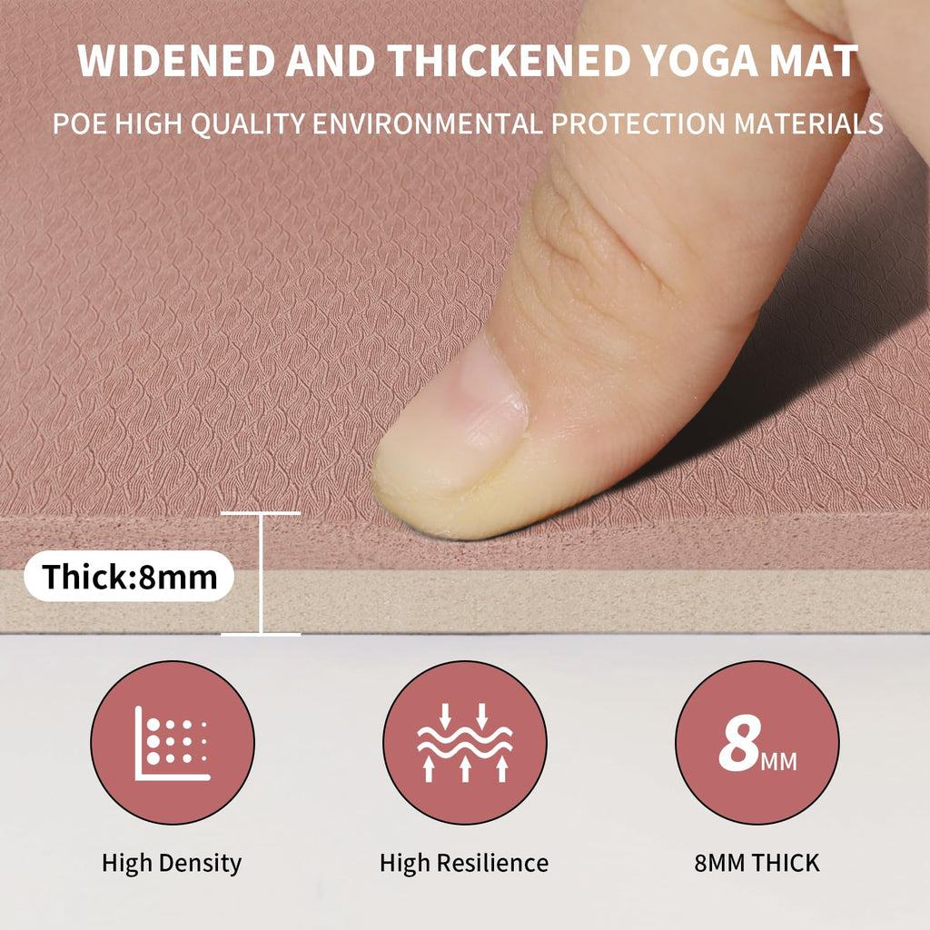 Large Yoga Mat (6'x 4')-POE 0.28''/0.32''/0.4'' Thick Fitness Mat, Eco-Friendly Exercise Mat for Home Workouts, Ideal for Yoga and Pilates