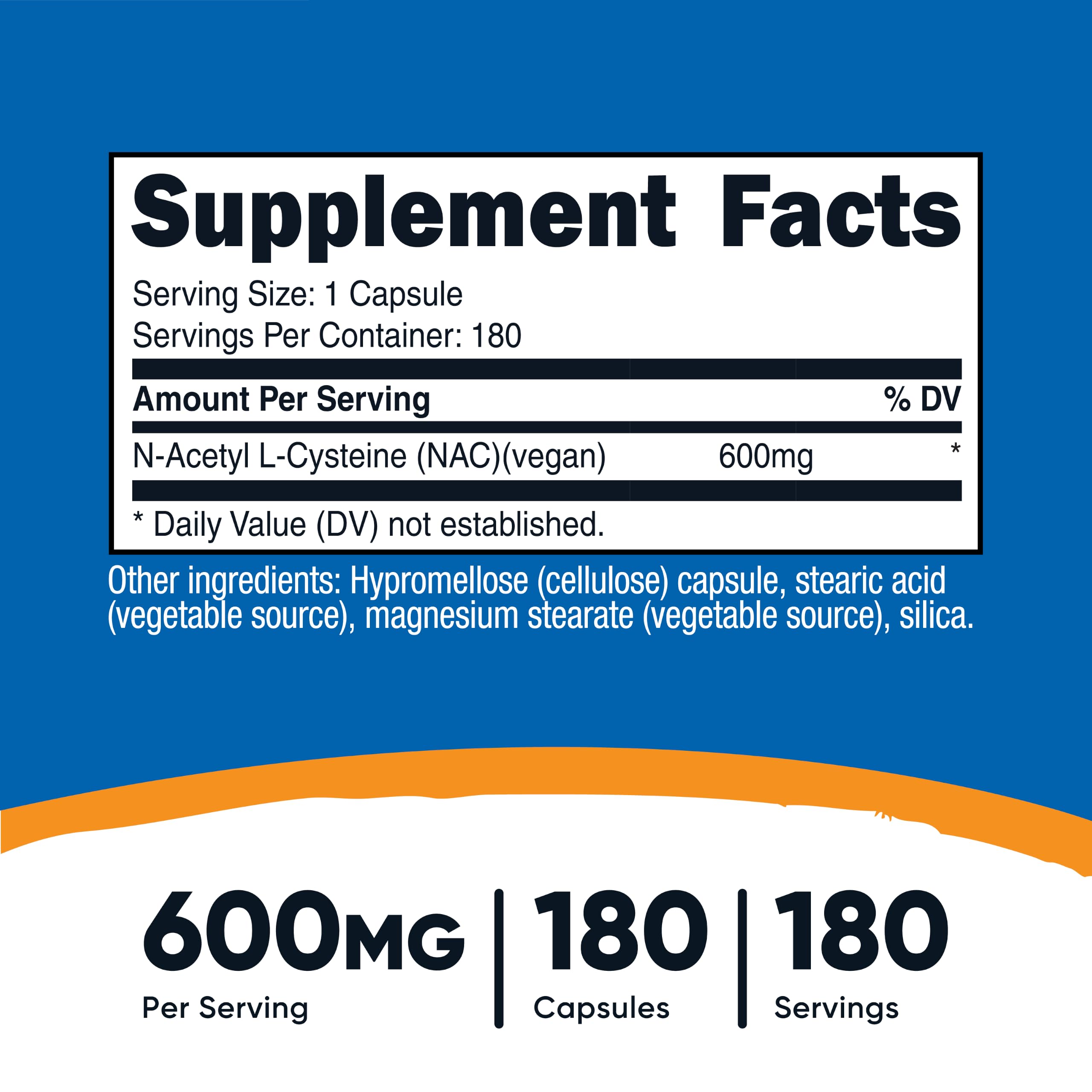 Nutricost N-Acetyl L-Cysteine (NAC) 600mg, 30 Vegan Capsules - GMO Free, Gluten Free, Vegetarian Caps